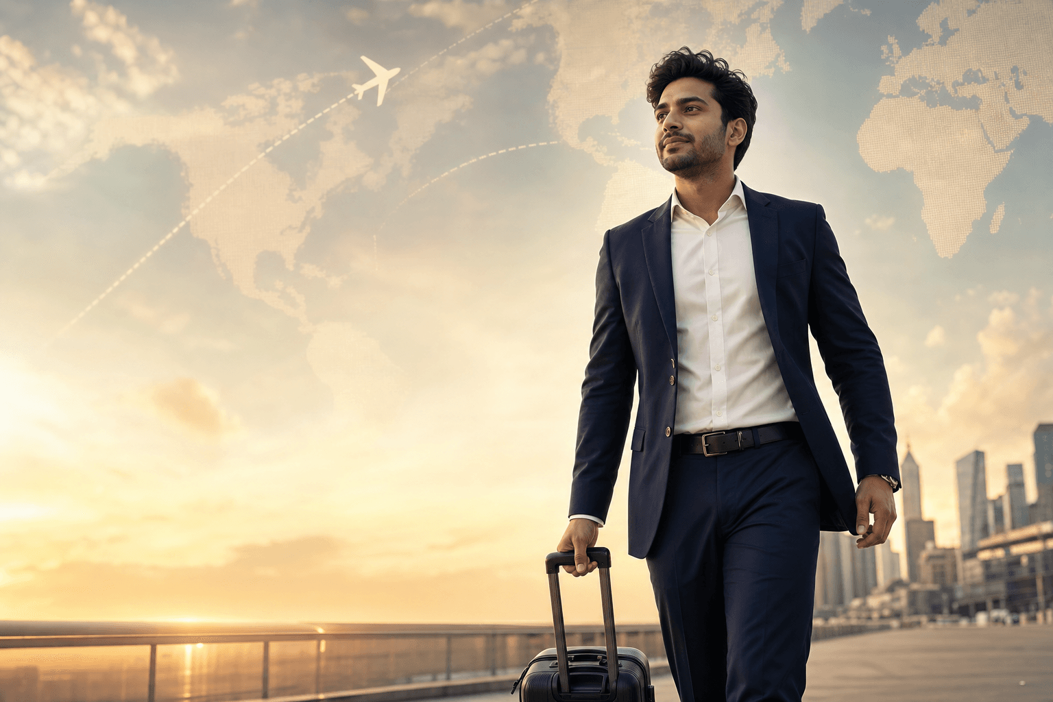 Professional traveling toward global opportunity
